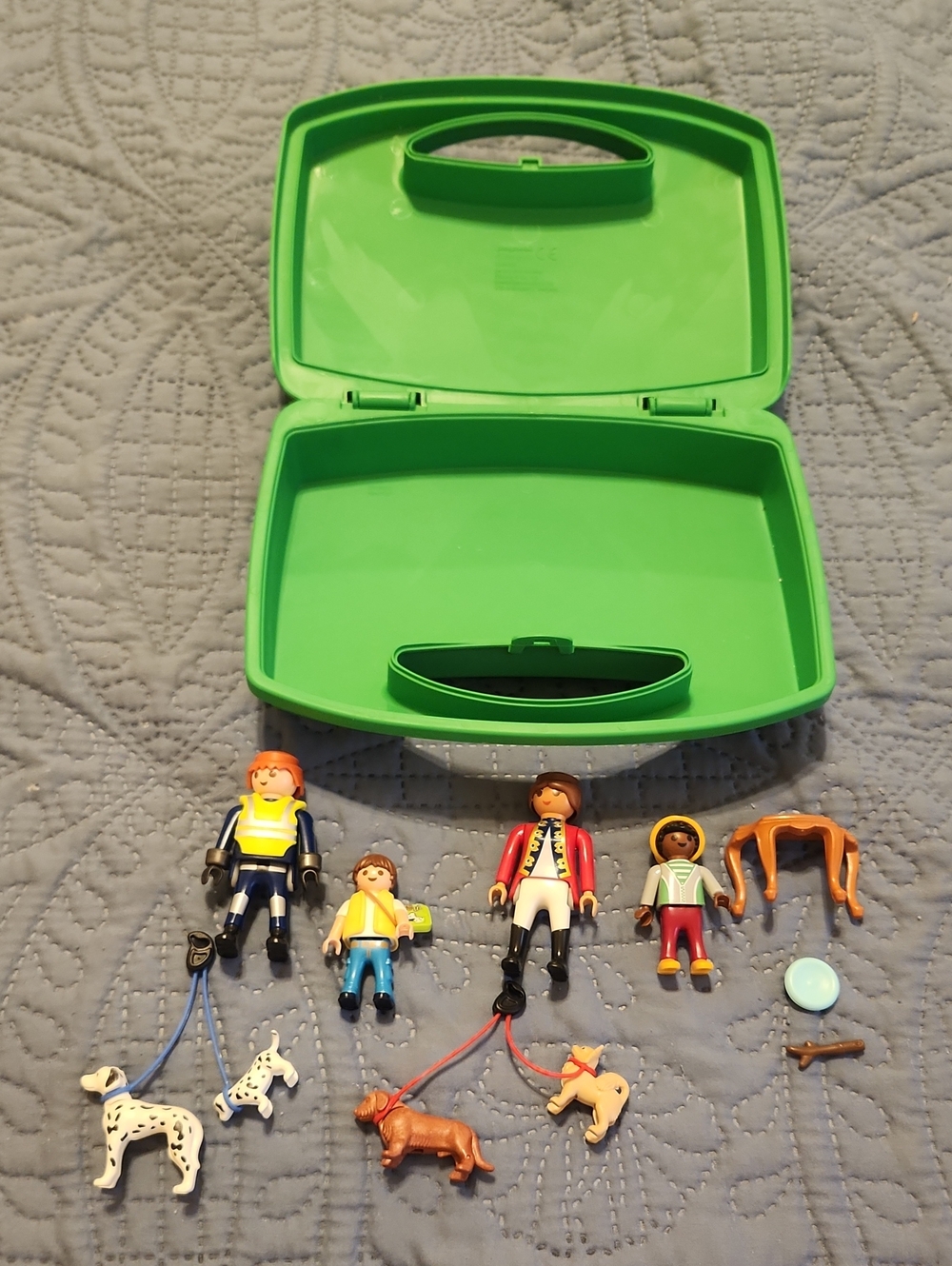 Playmobil Lot With Carry Case Dog Walker Dogs And 3 Miscellaneous Figures